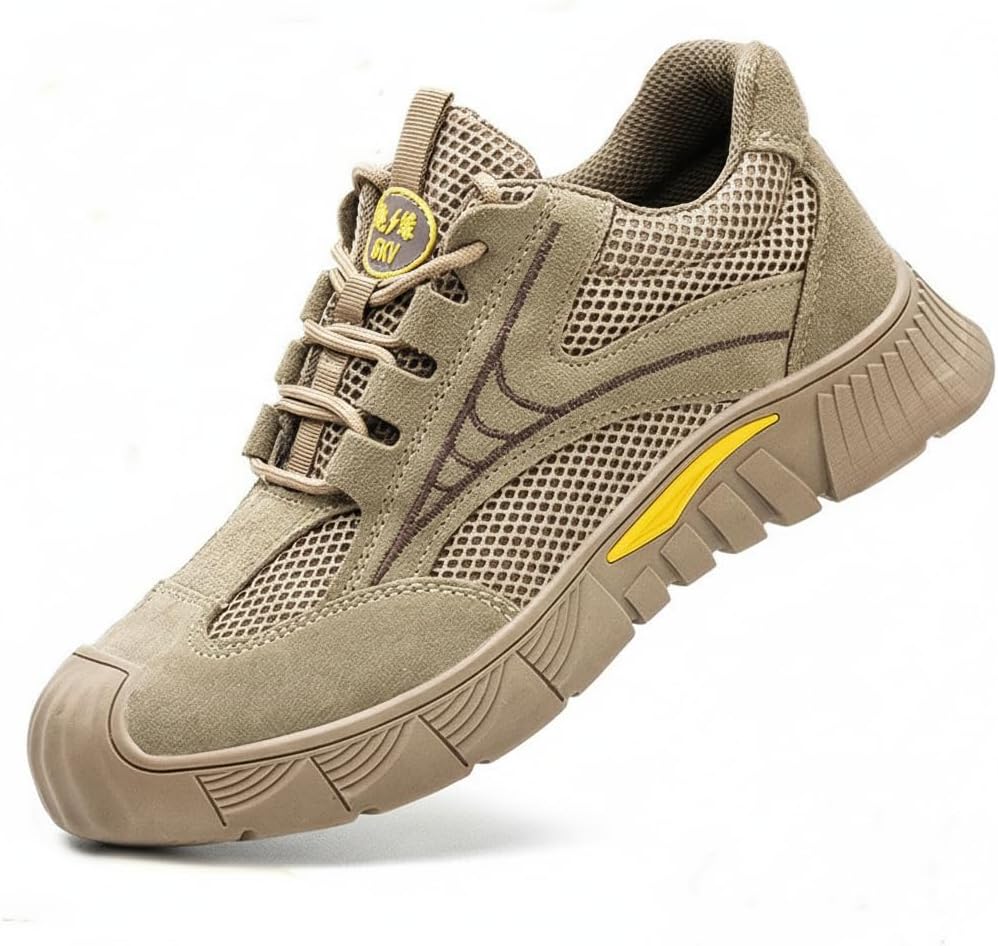 

Мужские защитные ботинки от электрического удара 6KV, с композитным носком, проколоустойчивые, противоскользящие кроссовки, легкая подошва, промышленная обувь для электриков Flowergirr, хаки