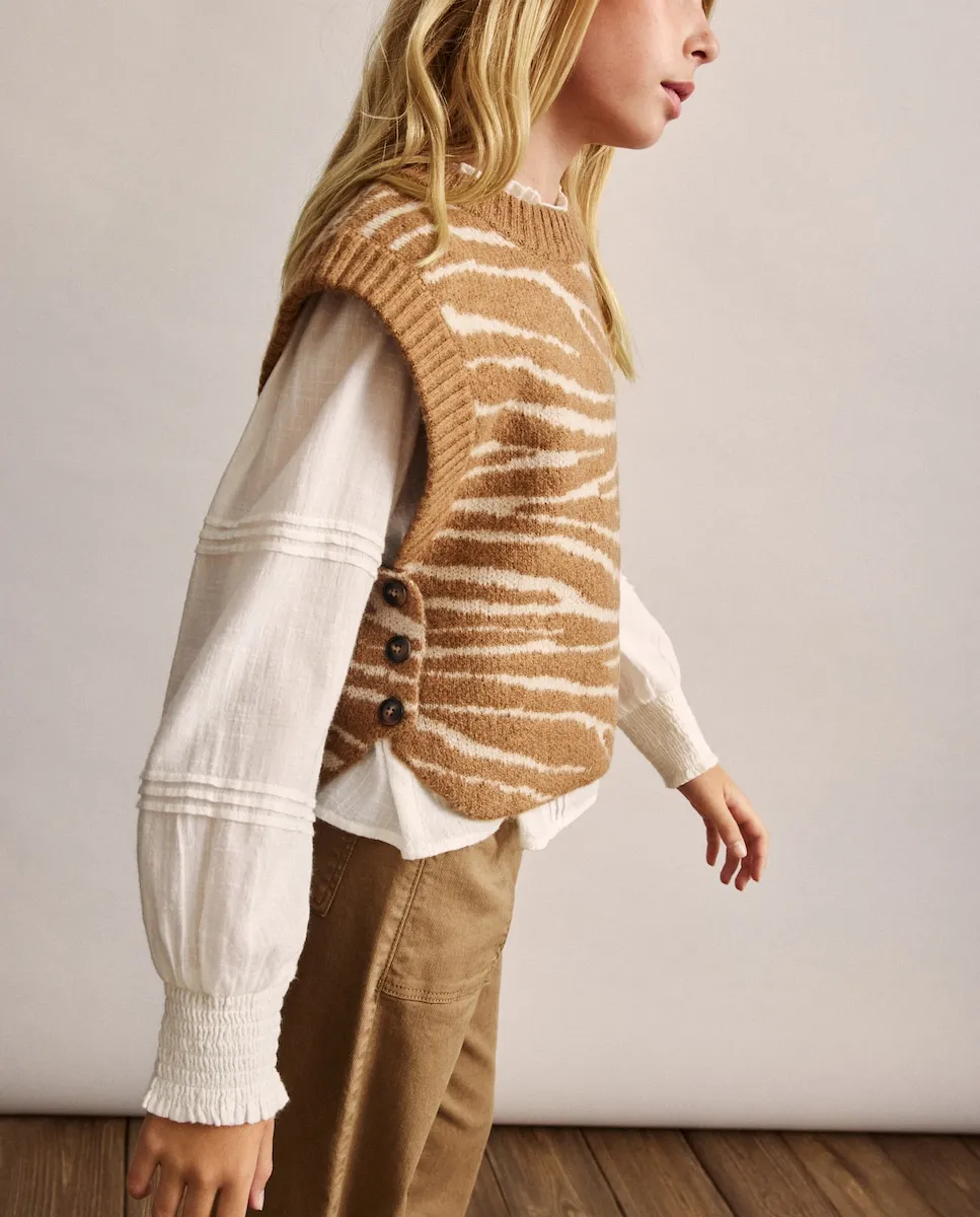 

Детский жилет с интарсией в зебровый принт Coconut El Corte Inglés, коричневый