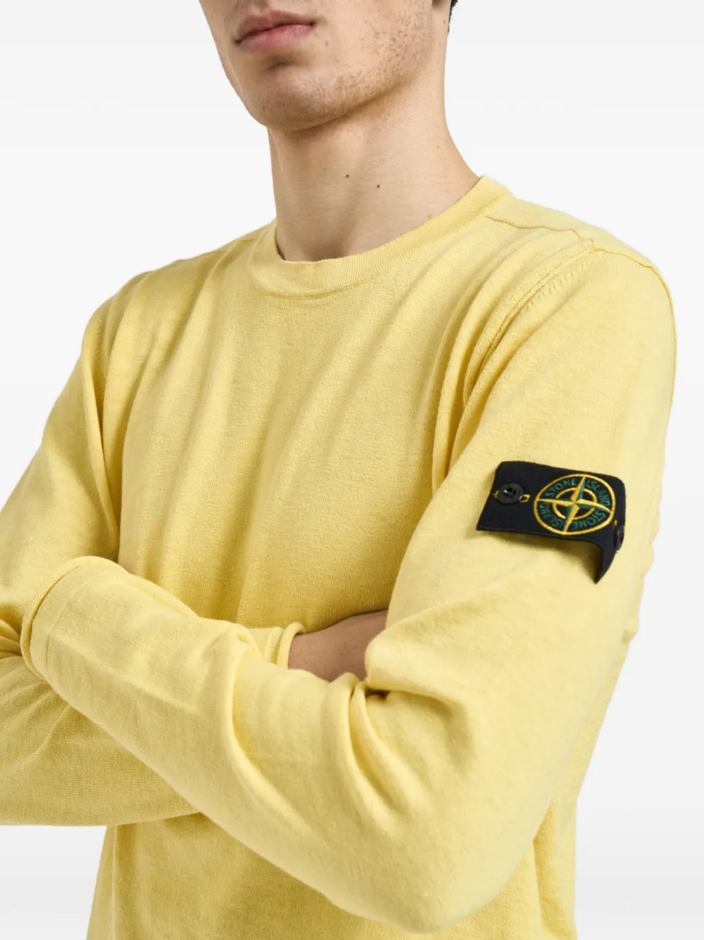 Свитер с круглым вырезом Stone Island, желтый — фото 3