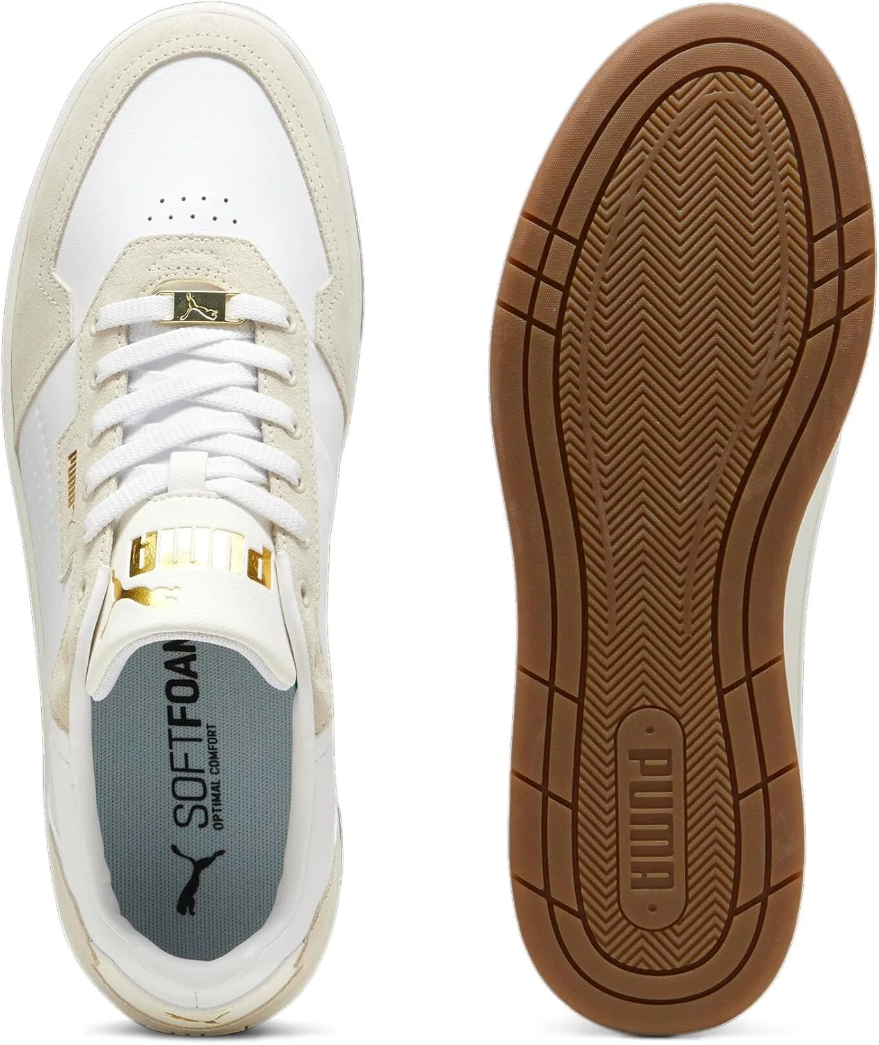 Кроссовки PUMA Unisex Court Classic Lux SD, Puma White Alpine Snow Puma Gold — фото 4