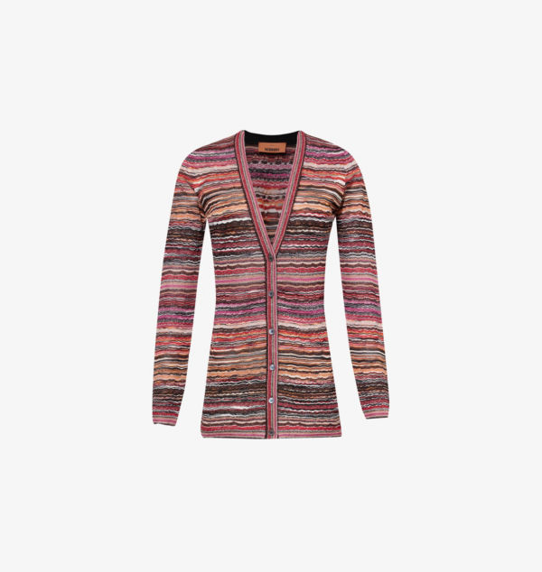 

Полосатый вязаный кардиган с металлическим переплетением Missoni, черный