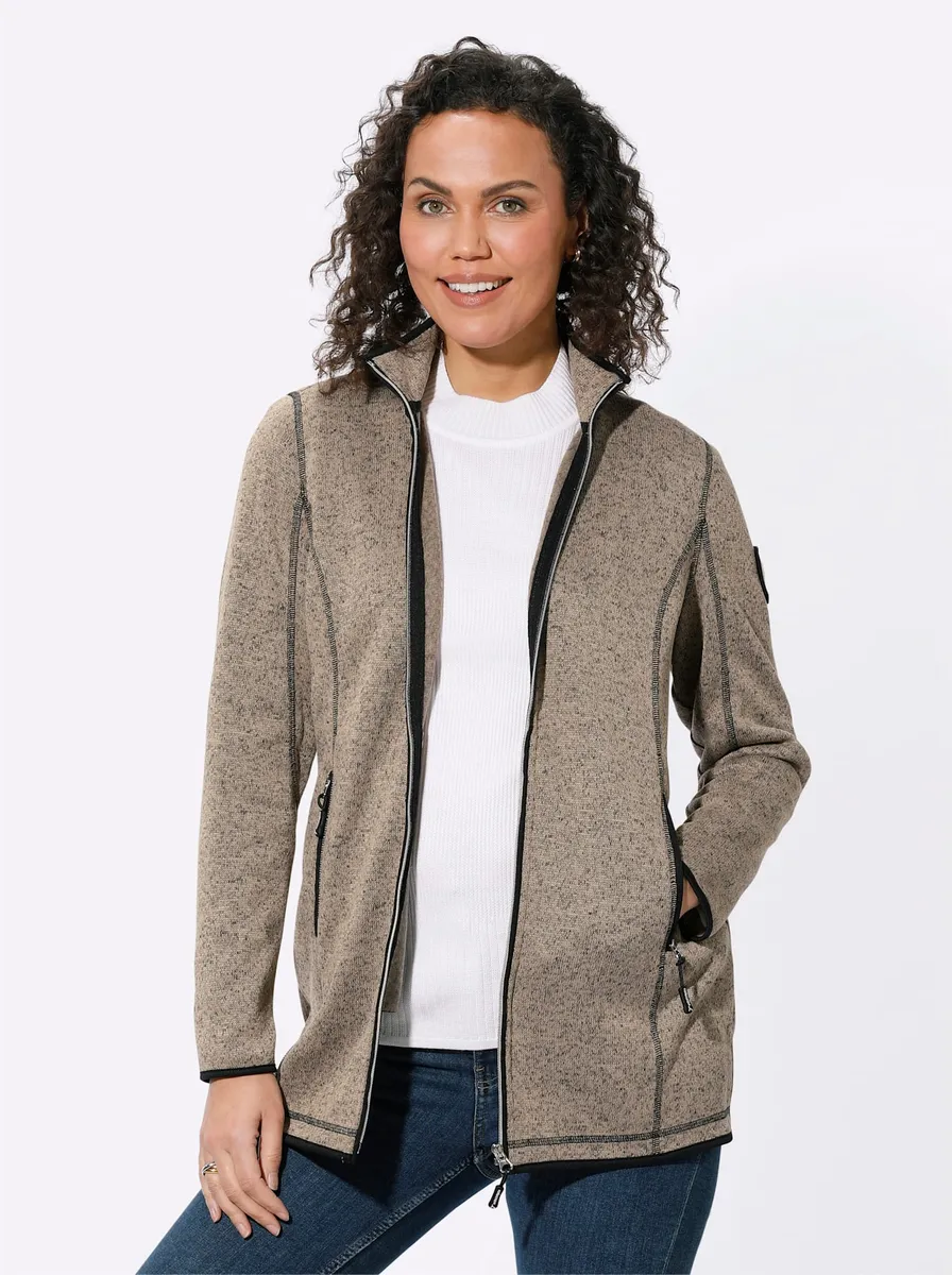 

Повседневный образ флисовая куртка Casual Looks, цвет Sesam-Schwarz-Gemustert