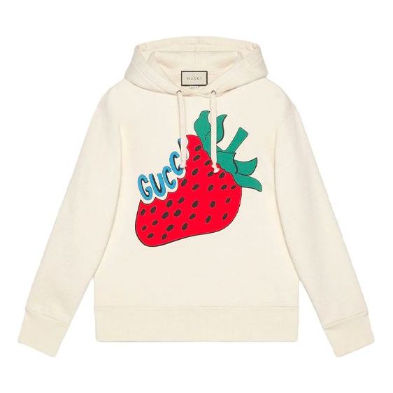 

Толстовка loose strawberry print for men gray/white Gucci, белый