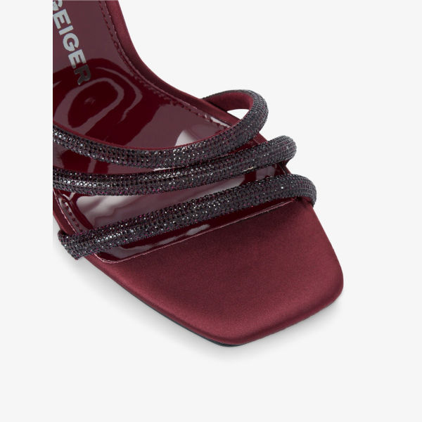 Босоножки Kg Kurt Geiger сатиновые на каблуке, бордовый — фото 4