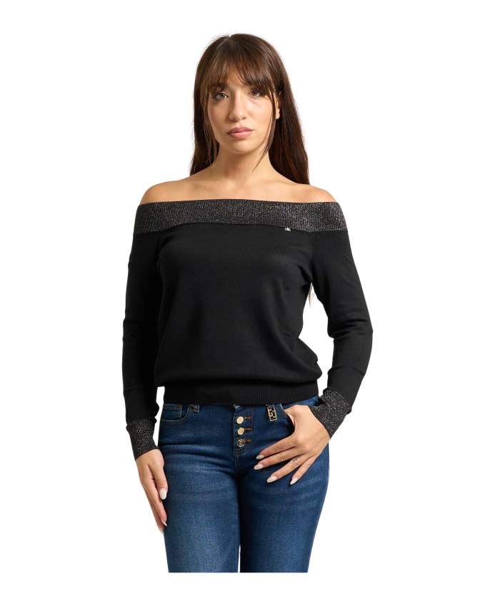 

Черный свитер с вырезом-лодочкой Gaudi, черный