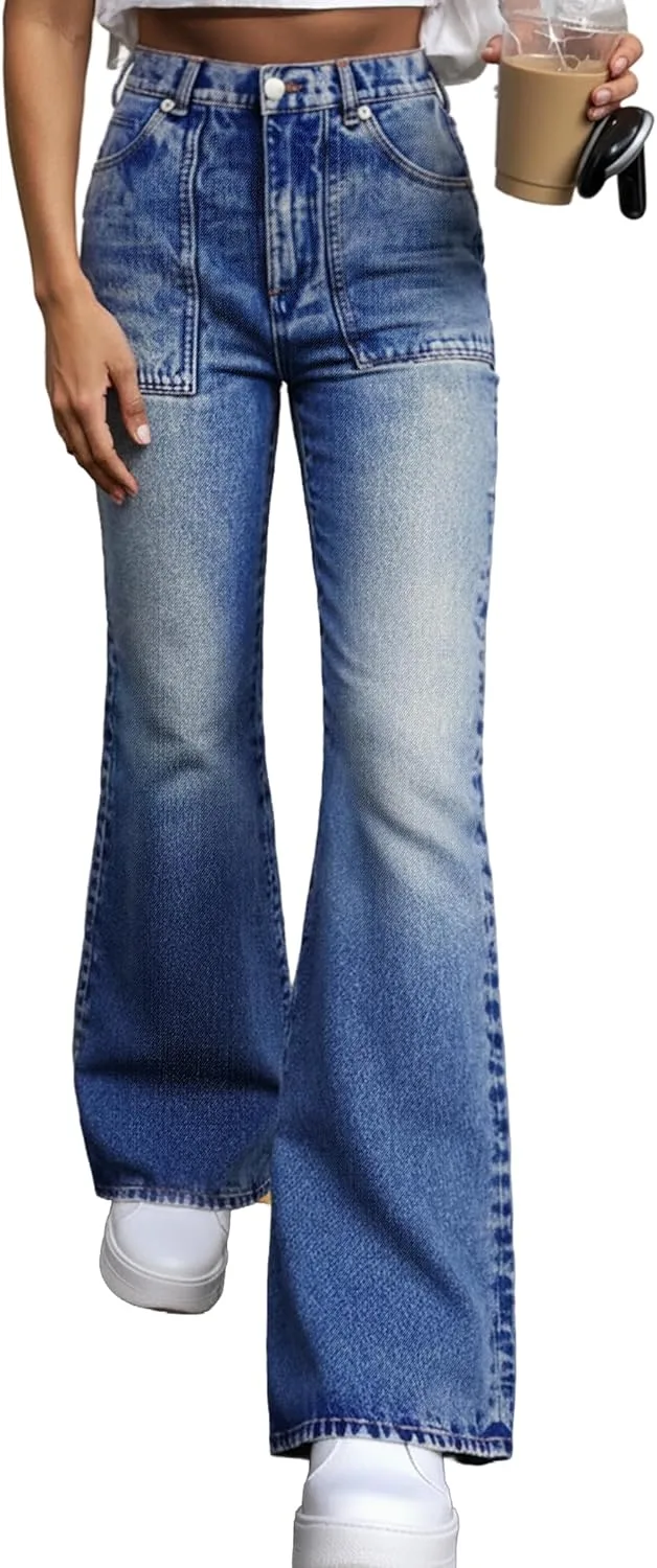 

Emmiol женские джинсы flare wide leg stretchy high waisted bell bottom