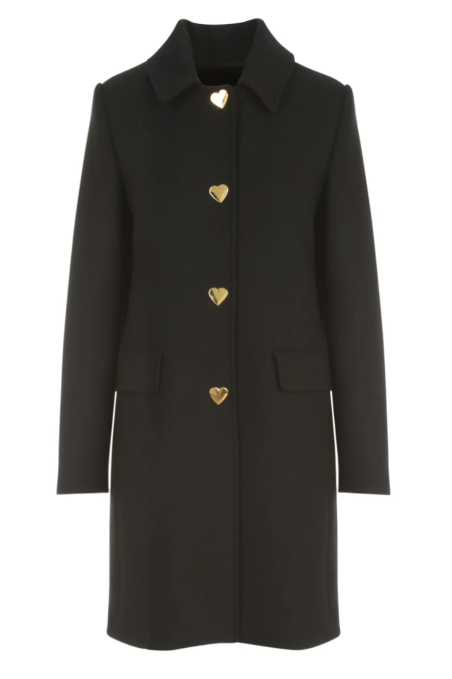 

Черное шерстяное женское пальто LOVE MOSCHINO