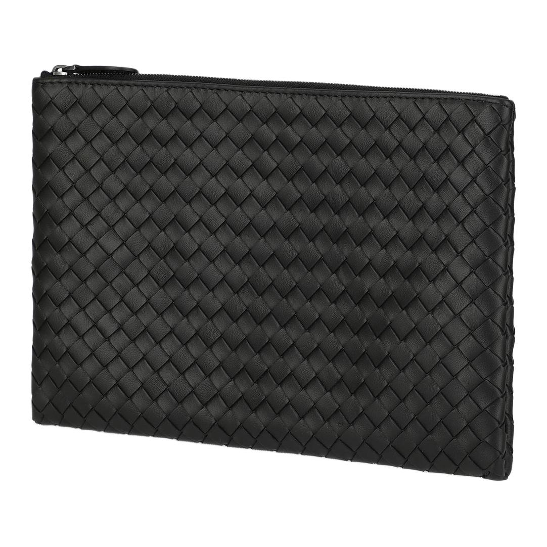 Bottega Veneta Средняя женская клатч из кожи интреччато черный — фото 2