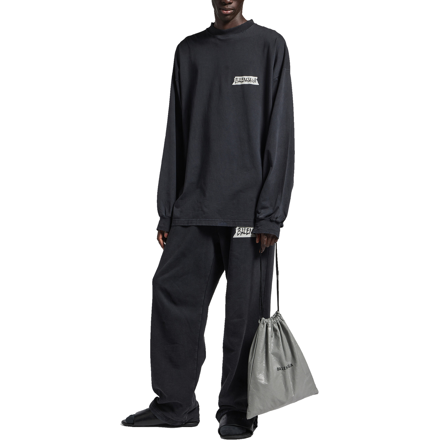 Футболка SS26 свободного кроя, мужская Balenciaga, washed черный — фото 4