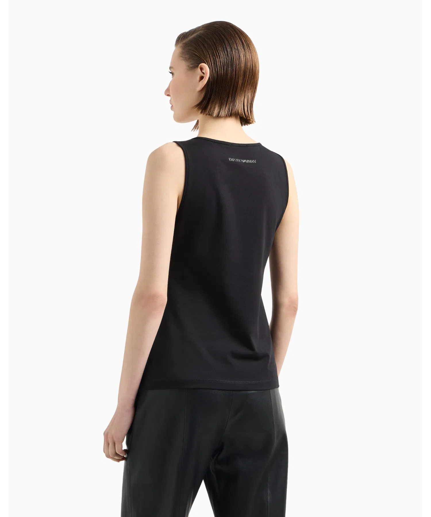 【Emporio Armani】Топ из эластичного хлопкового трикотажа с логотипом — фото 4