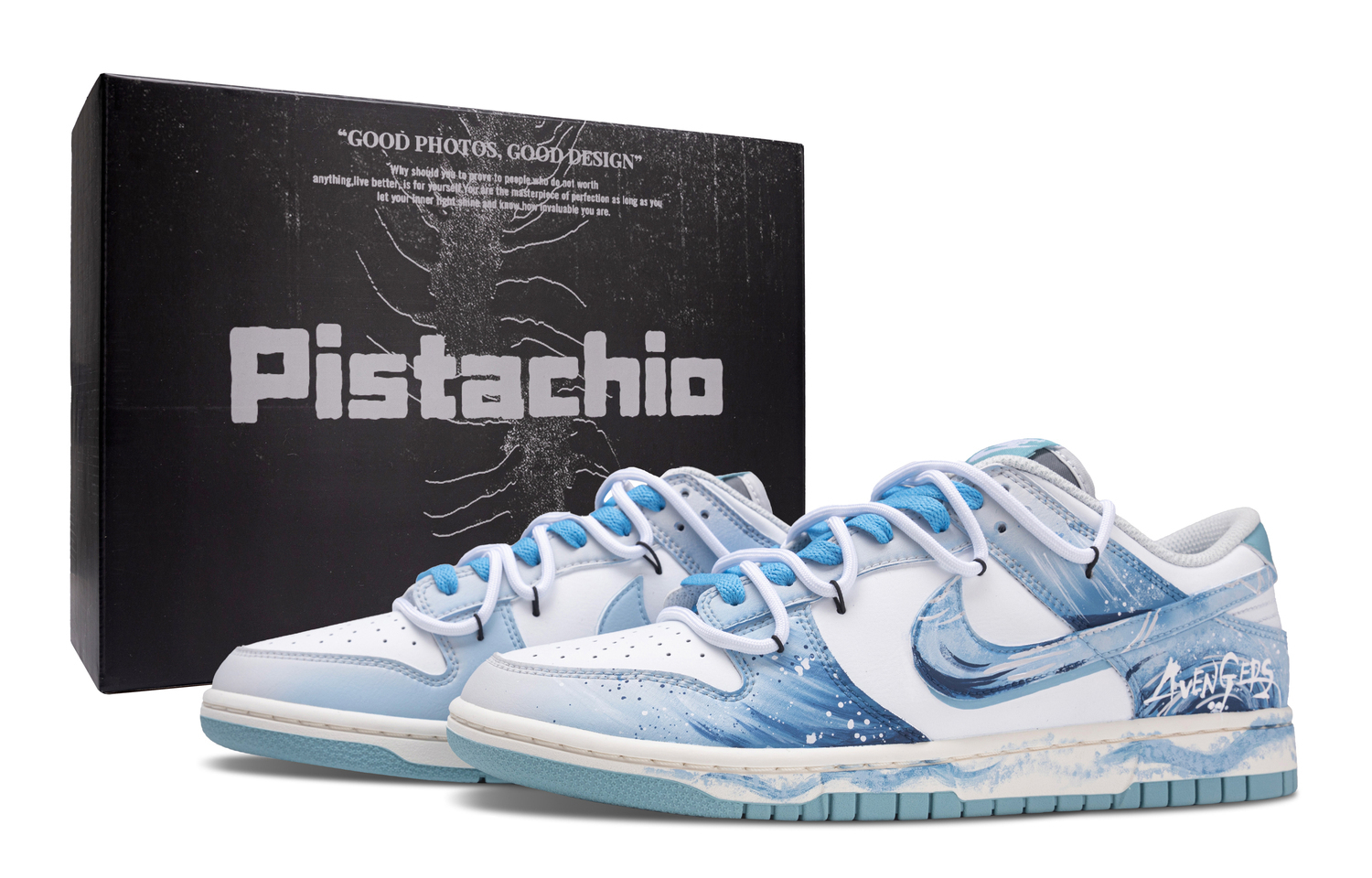 

Кроссовки для скейтбординга мужские low top breathable abrasion resistant dunk breeze ripple Nike, светло-голубой