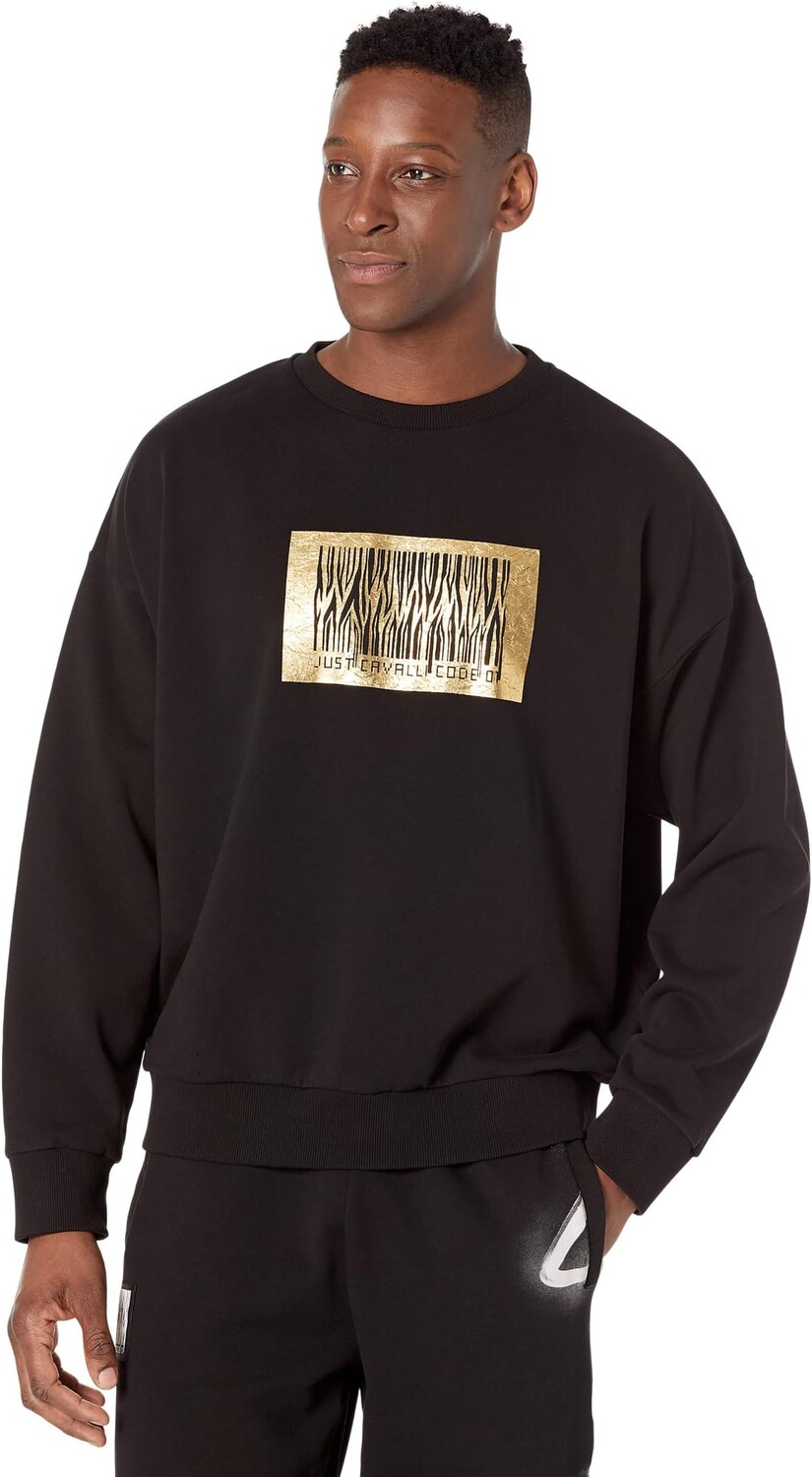 

Толстовка Just Cavalli Soho Crew Neck Sweatshirt with "Just Code"Foil Logo, черный