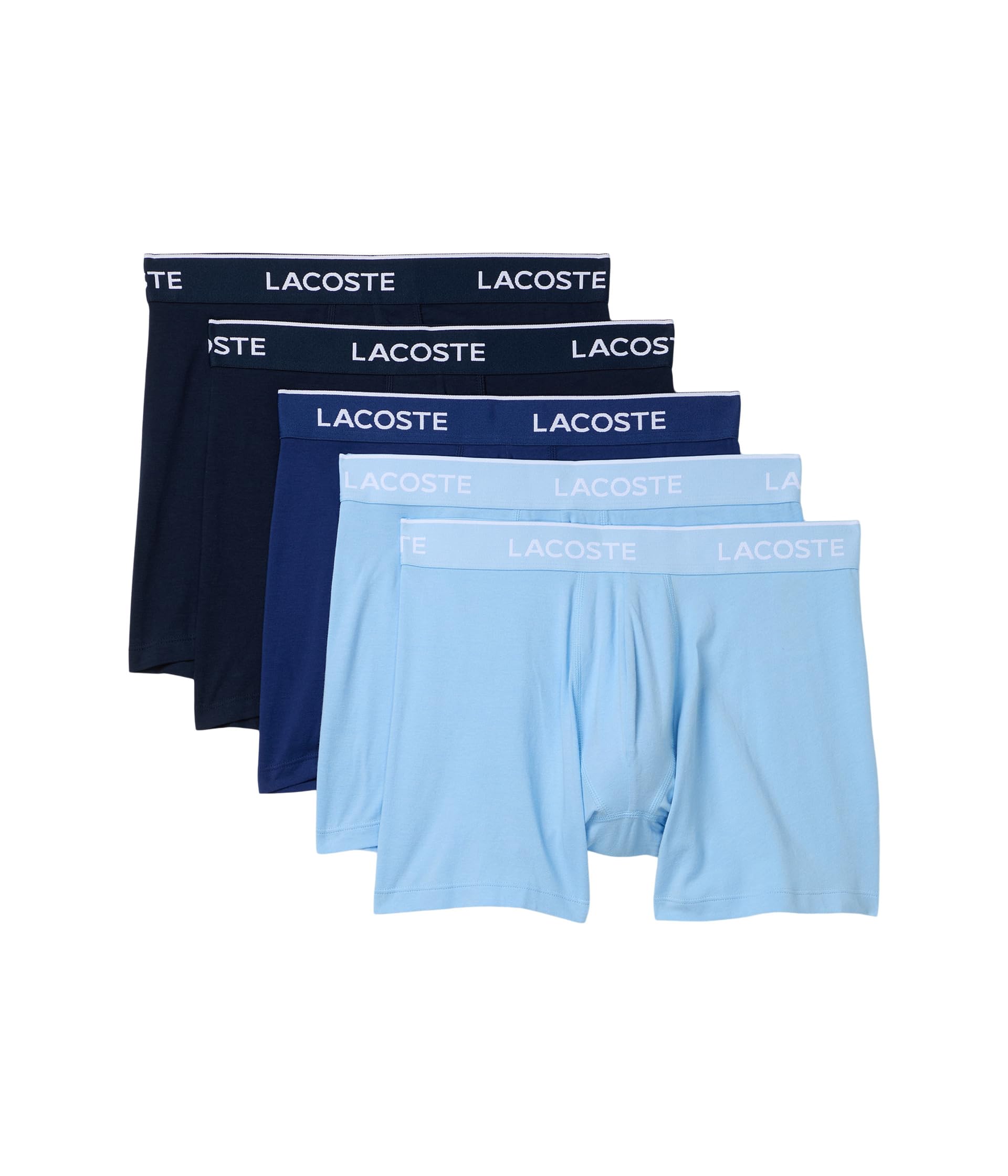 

Трусы-боксеры Lacoste 5-pack Cotton Boxer Briefs, цвет Light Blue/Navy Blue/Black
