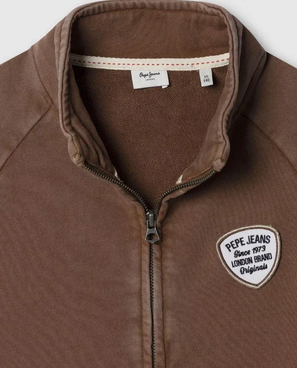 Толстовка с молнией Teddy для мальчика Pepe Jeans, коричневый — фото 3