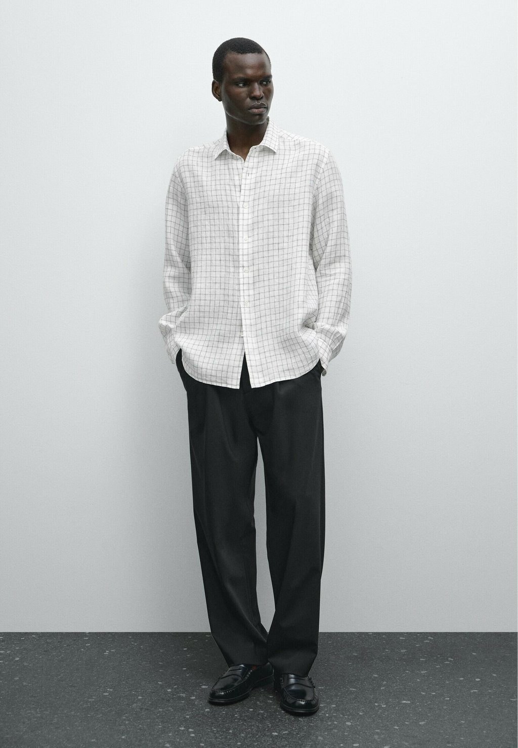 

Рубашка REGULAR FIT CHECK Massimo Dutti, белый