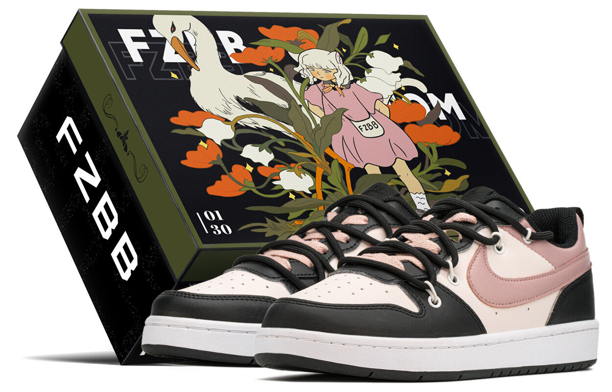 

Кроссовки Nike Court Borough Skateboarding Shoes Women's Low-top Black/pink, черный/розовый