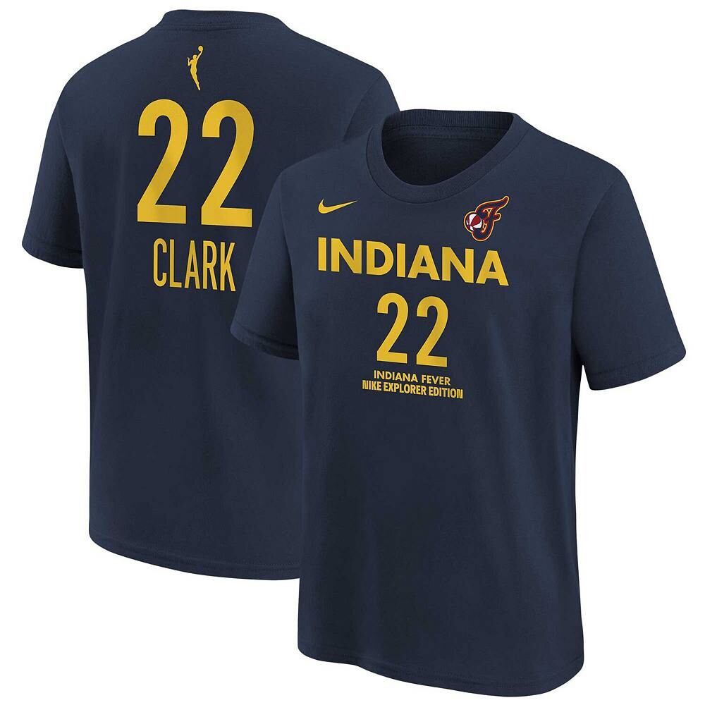 

Молодежная футболка Nike Caitlin Clark Navy Indiana Fever 2024 WNBA Draft Explorer Edition с именем и номером игрока, цвет Wnb Navy