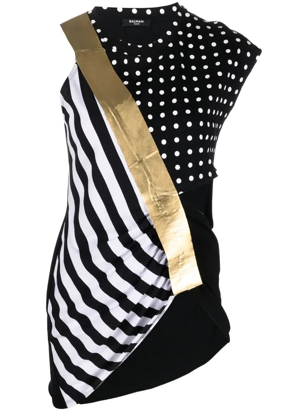 Асимметричный топ Mix-Print Balmain, черный