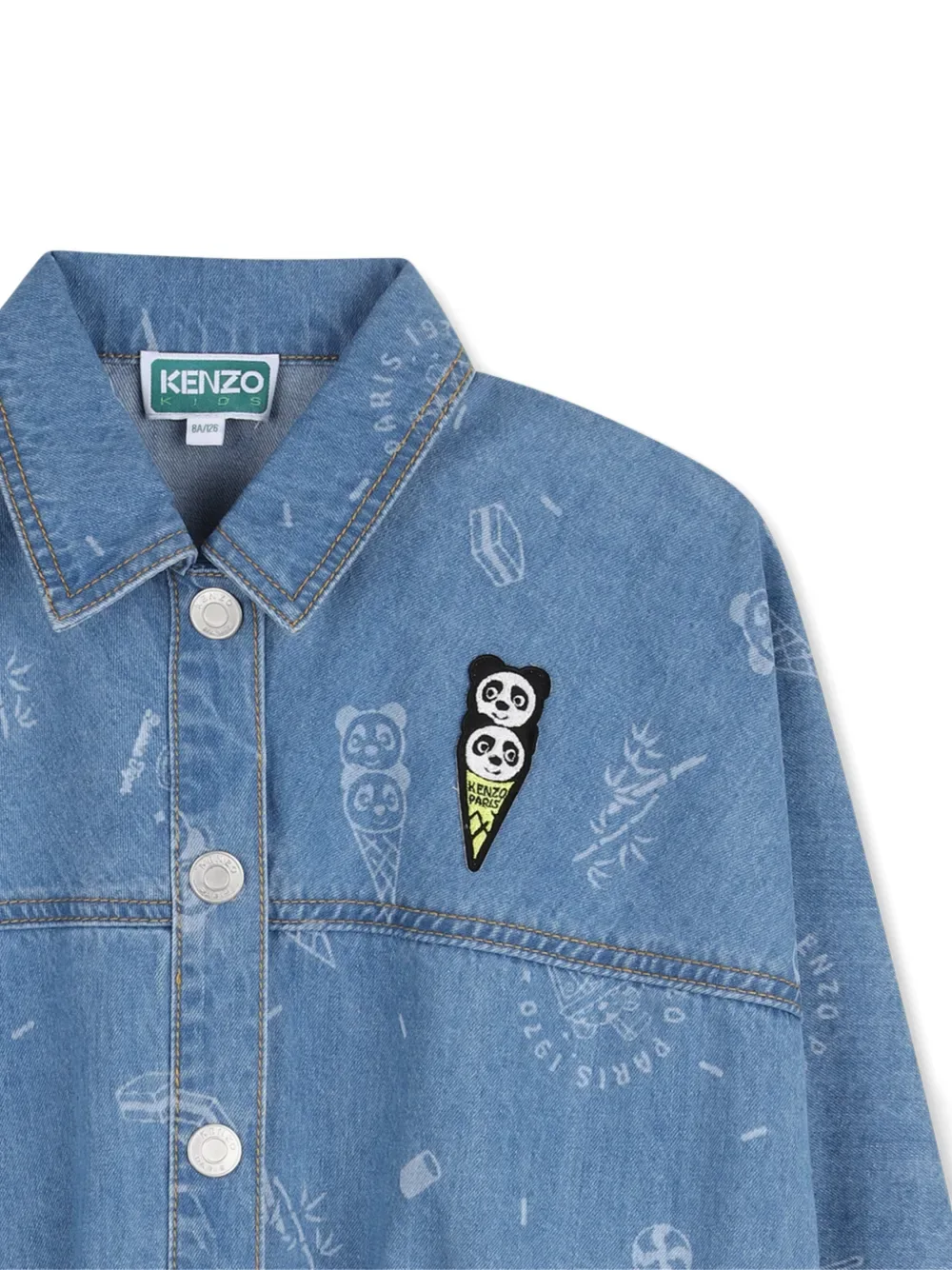 Джинсовая куртка с аппликацией Kenzo Kids, синий — фото 3
