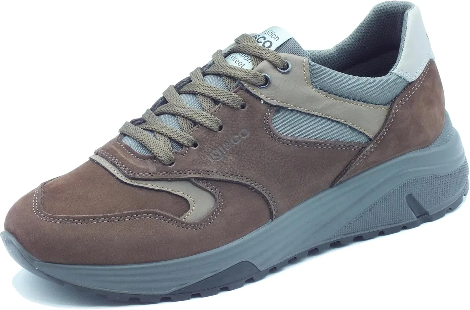 Кроссовки IGI&CO 6639822 из нубука, кофейно-коричневого цвета, мужские, из нубука и ткани