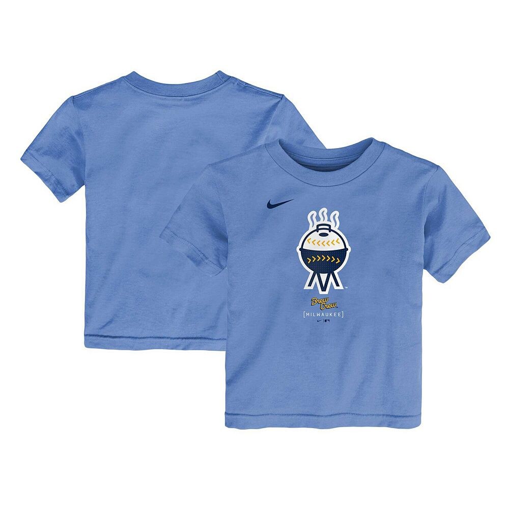 

Футболка с большим логотипом Nike Powder Blue Milwaukee Brewers City Connect для малышей, цвет Brw Light