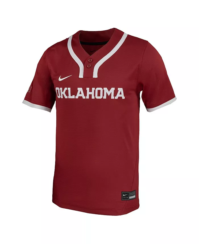 Мужская малиновая реплика бейсбольной футболки Oklahoma Sooners Nike — фото 2