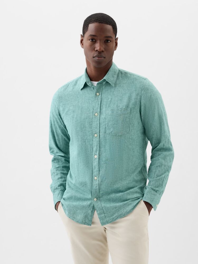

Стандартная льняная рубашка Gap, зеленый