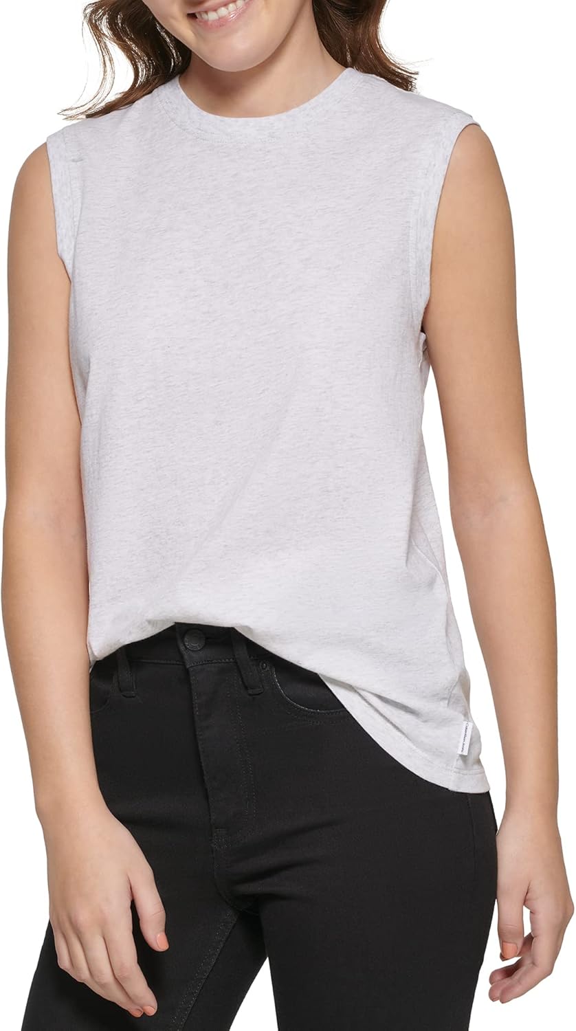 

Женская футболка Calvin Klein с круглым вырезом и облегающими чертами, Optic Heather