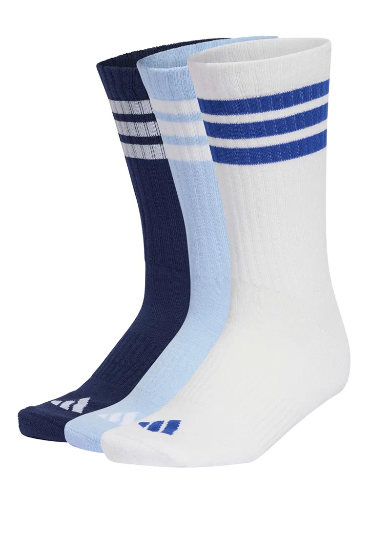 Носки спортивные, 3 пары, 3-Stripes Cushioned Sportswear, Adidas, белый/темно-синий