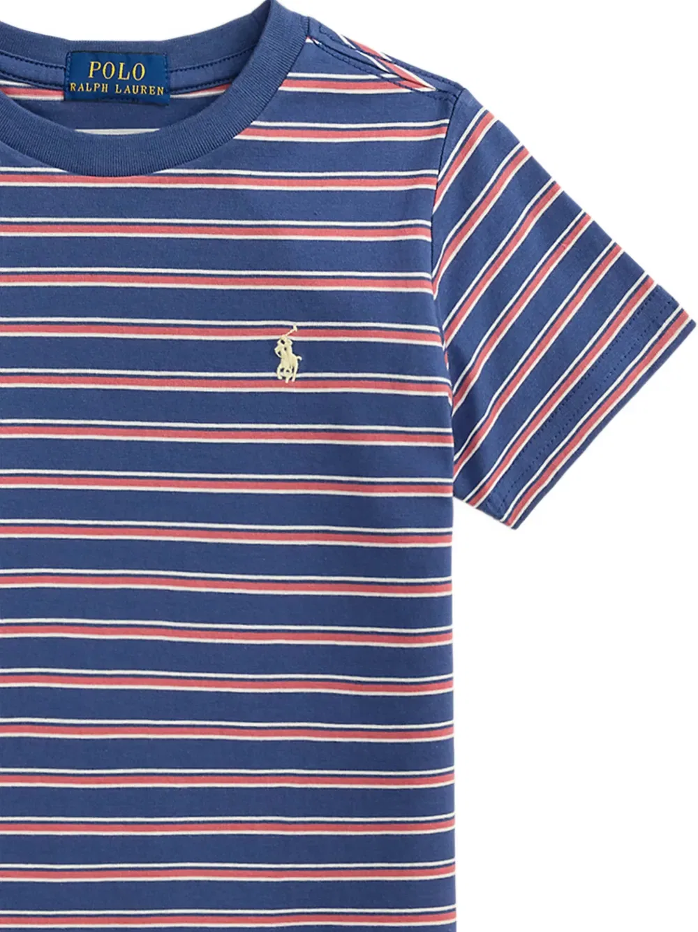 Футболка в полоску с вышитым логотипом Polo Ralph Lauren Kids, синий — фото 3