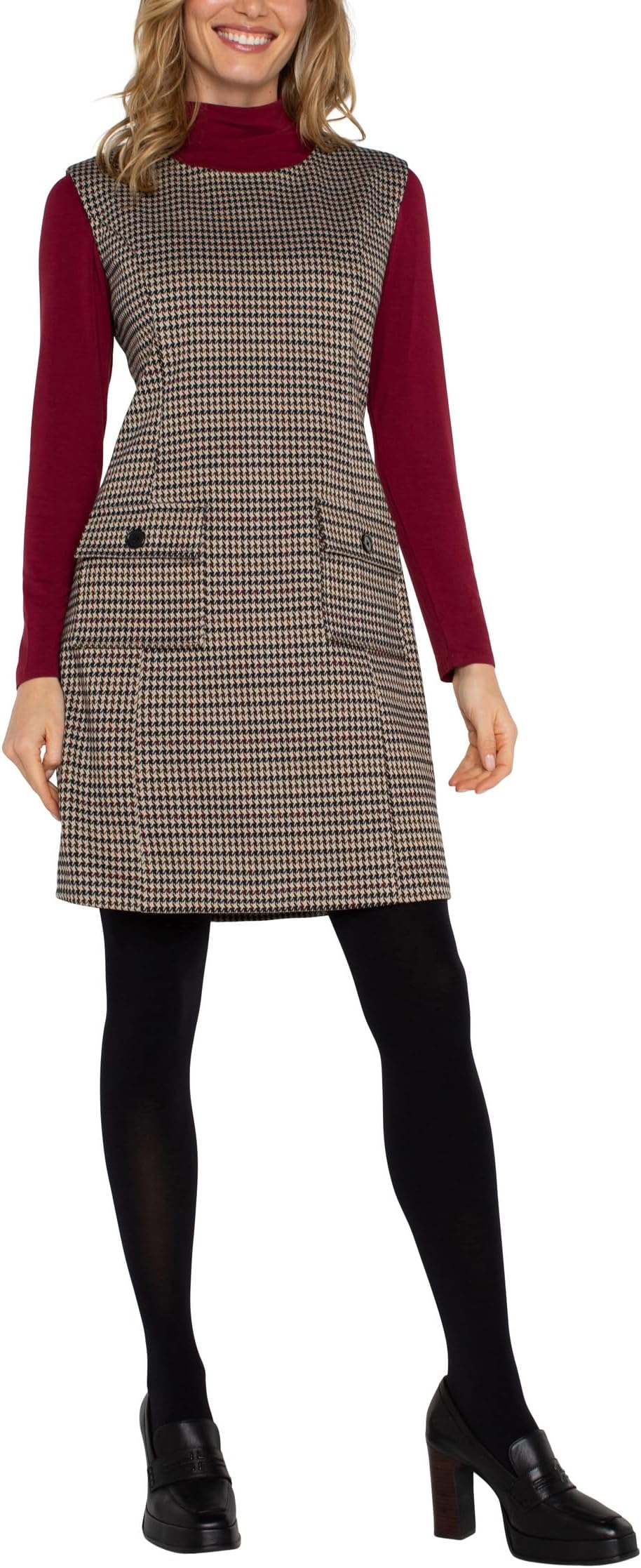 

Платье Liverpool Los Angeles Sleeveless Shift Dress, цвет Black Tan Houndstooth
