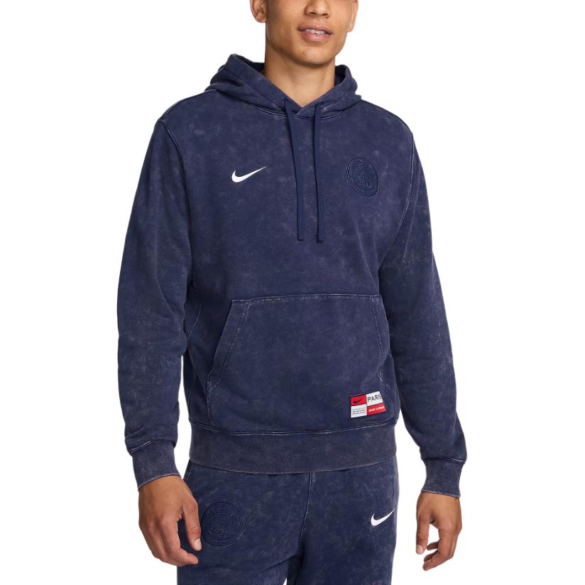 Толстовка с капюшоном французский флис Paris Saint Germain Club мужская футбольная Nike Midnight Marine Blue — фото 2