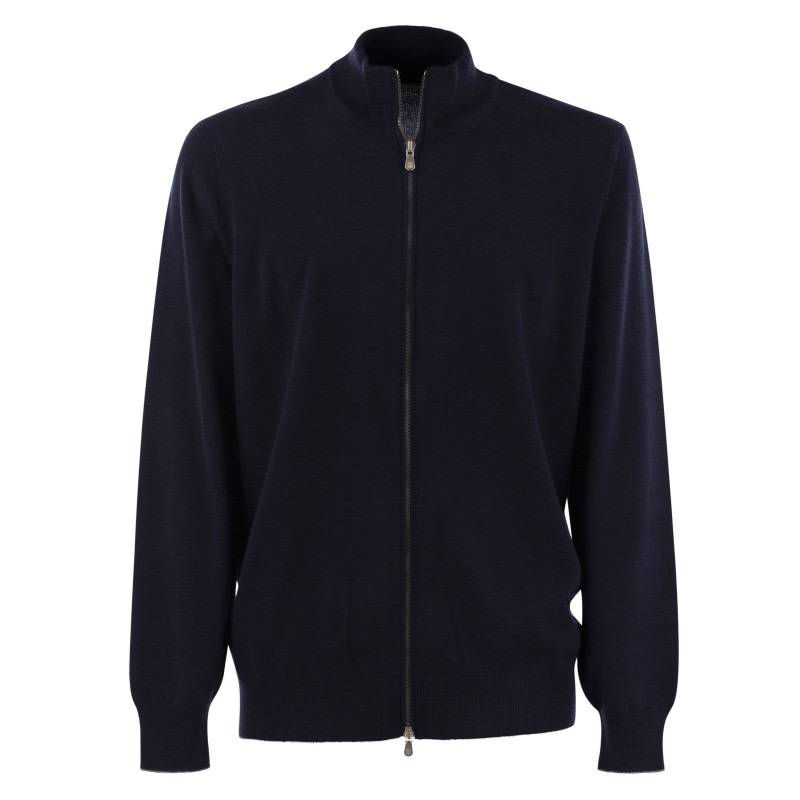 

Застёгивающийся на молнию вязаный кардиган Brunello Cucinelli, темно-синий