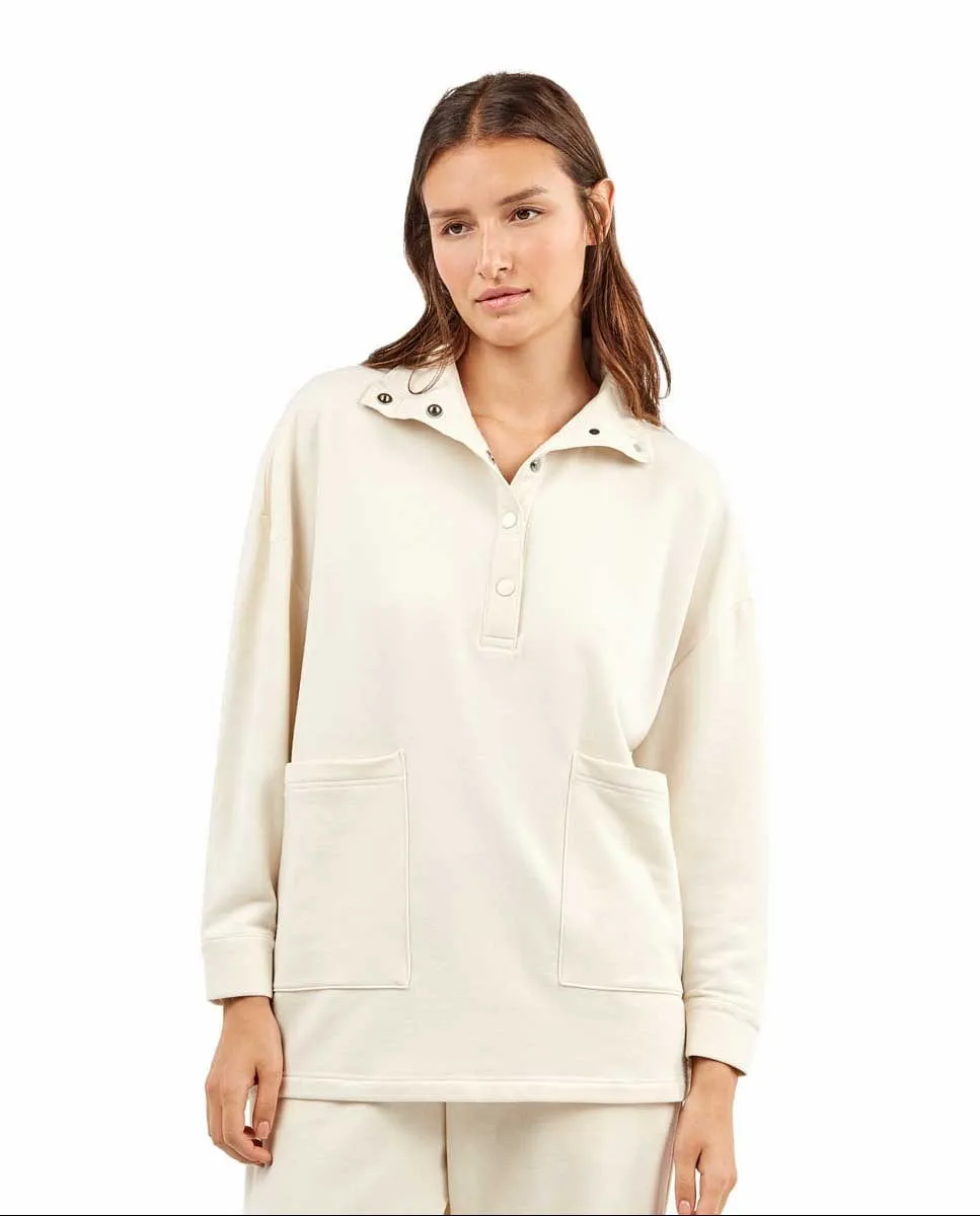 

Толстовка оверсайз с мягкой тканью и воротником на пуговицах Gisela, бежевый