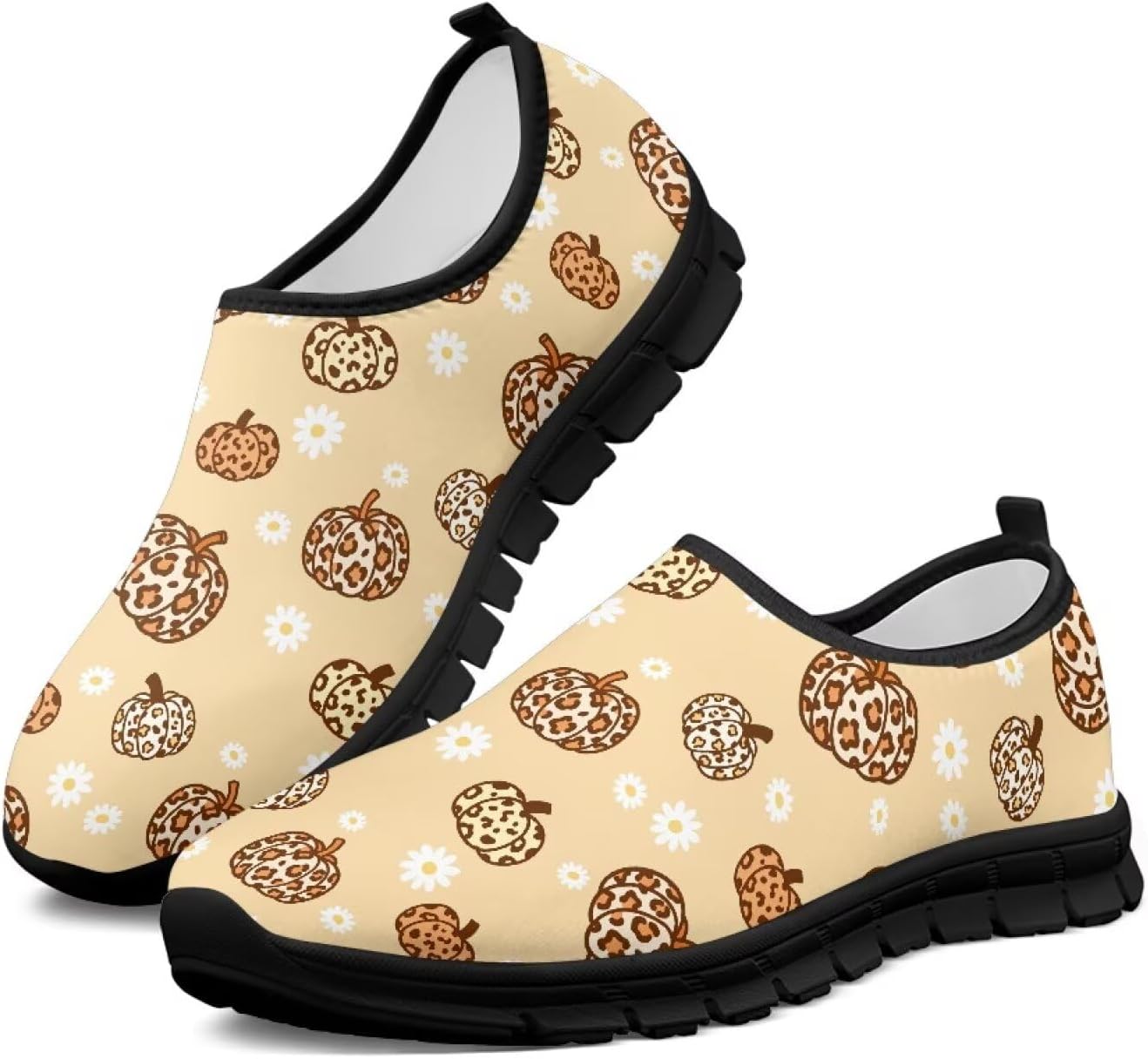 

Женские спортивные кроссовки без шнурков, дышащие, для ходьбы, бега, тенниса, тренировок, с нескользящей подошвой, широкая полнота, размер 5.5-13.5 Chririnla, Leopard Pumpkin