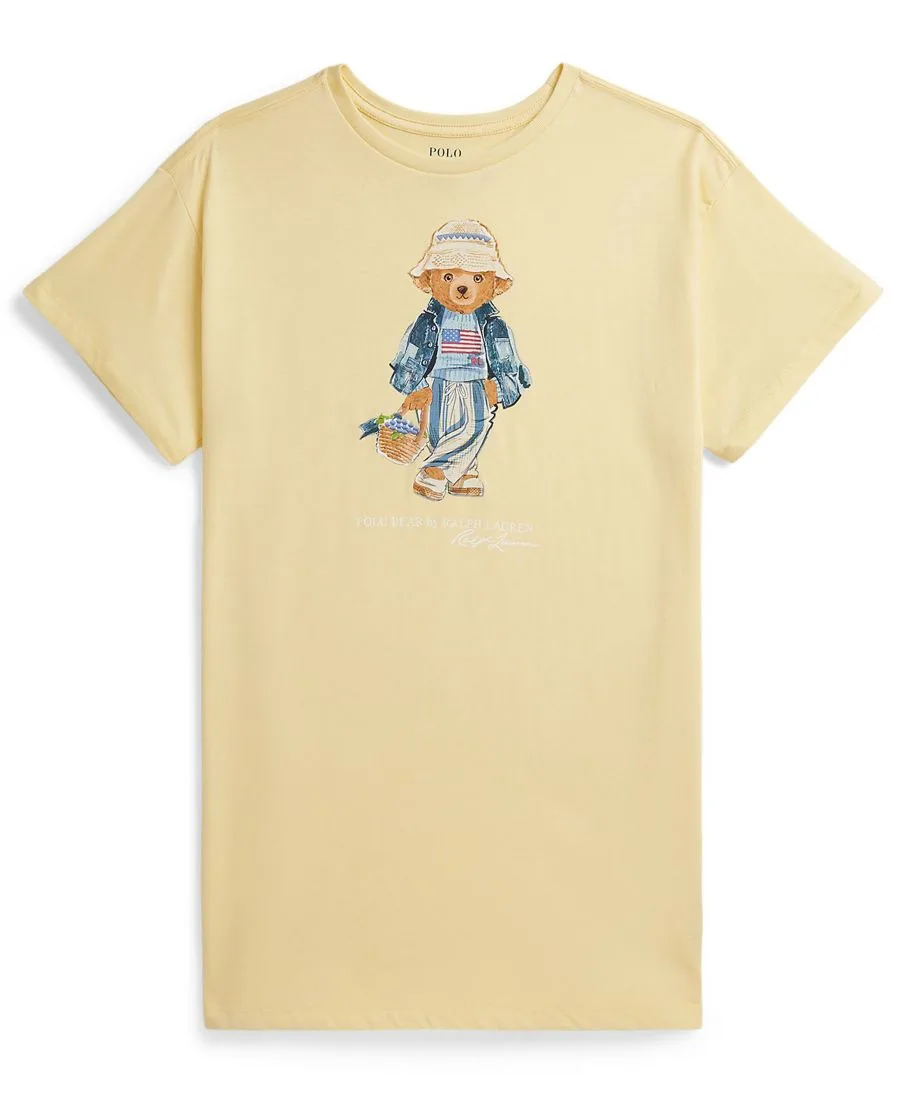 Детское трикотажное платье Polo Bear с круглым вырезом для девочек 7-16 лет Polo Ralph Lauren, t-bird желтый