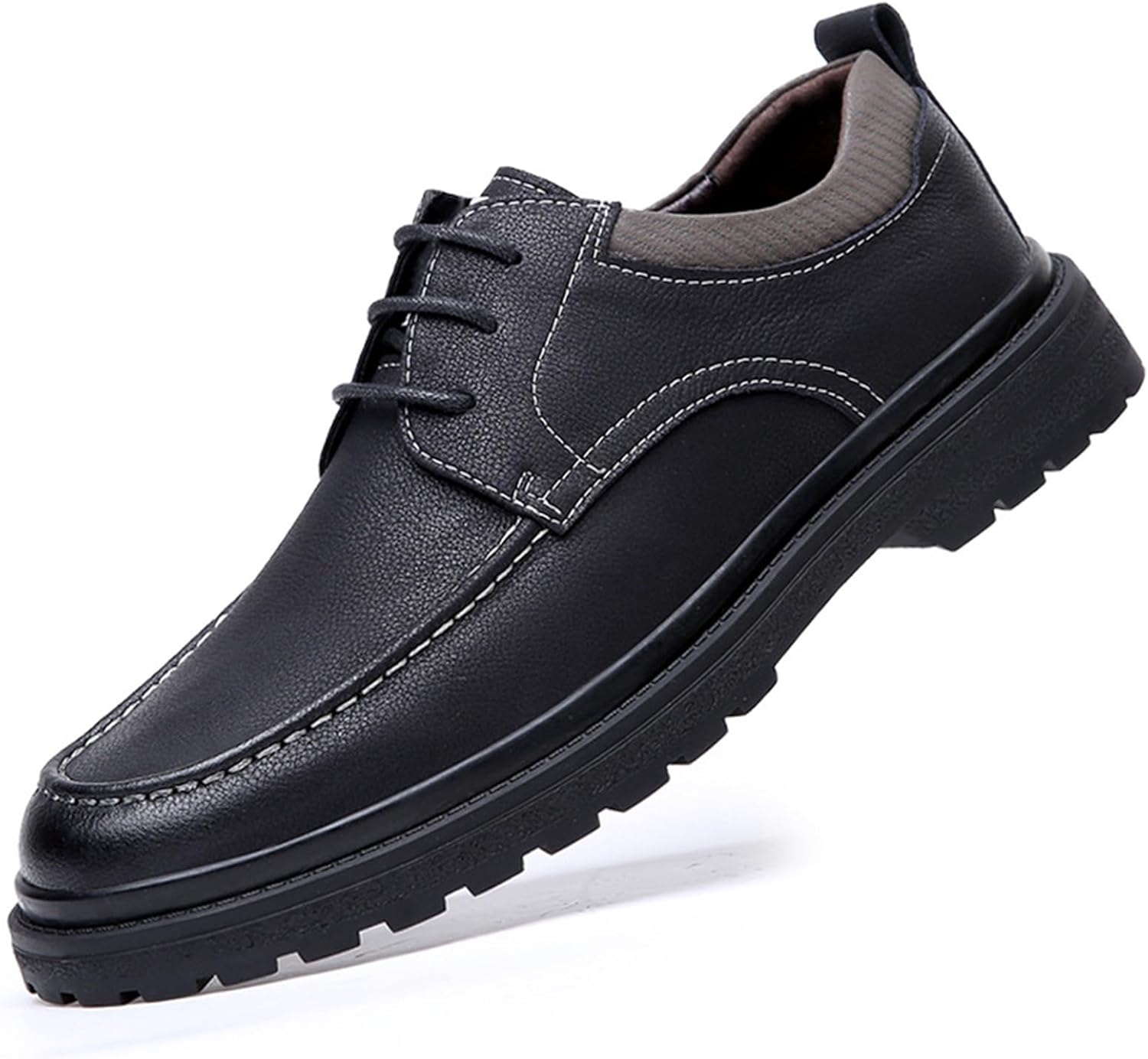 

Мужские кожаные классические оксфорды на шнуровке, повседневные низкие удобные дерби с противоскользящей подошвой, деловая обувь Tokouk, черный