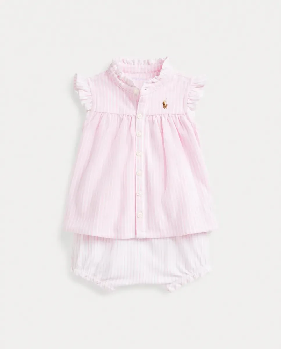 Детский комплект для девочки из пике с вышитой лошадкой Polo Ralph Lauren, светло-розовый