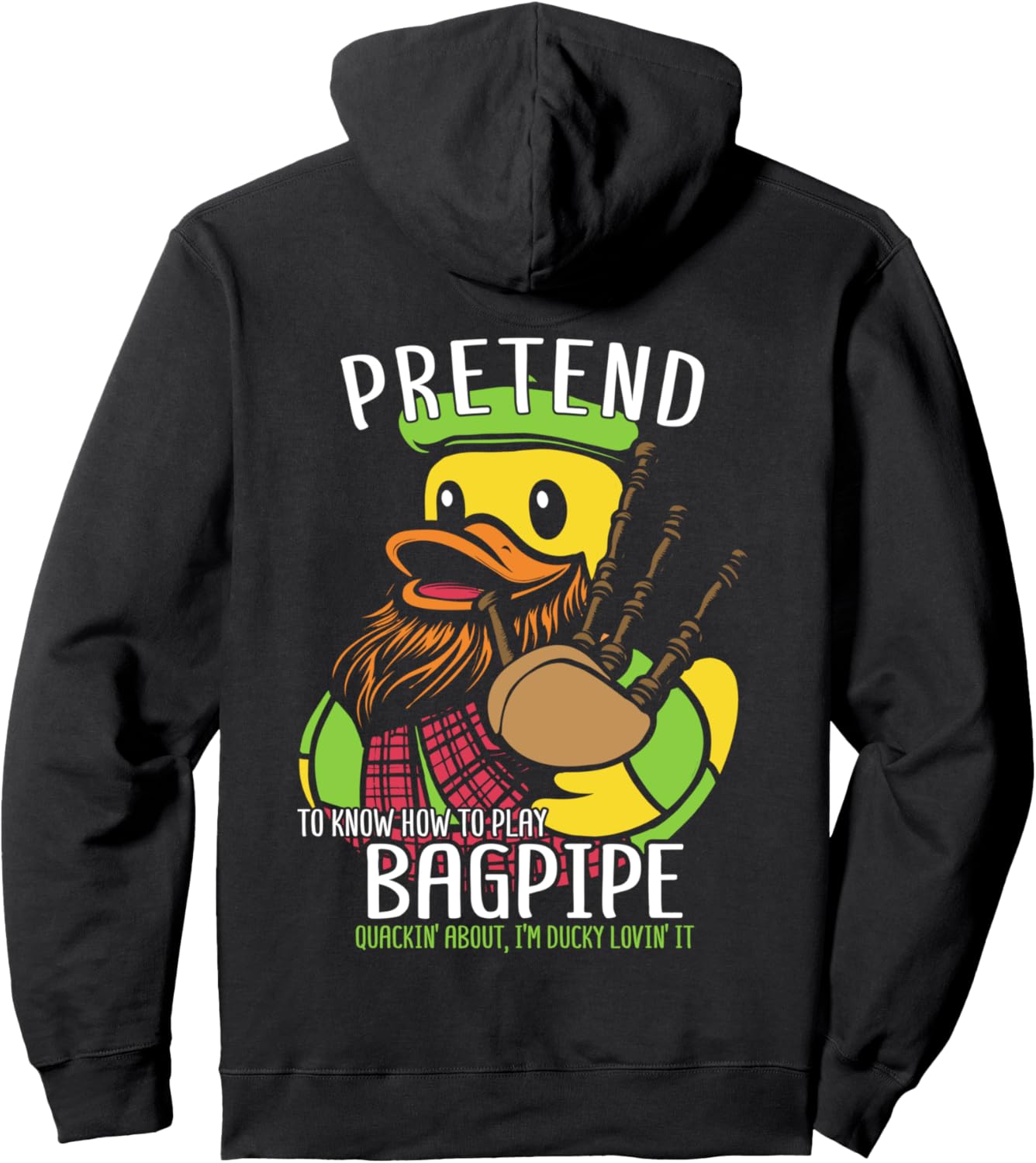 

Толстовка с изображением волынки, резиновой уточки, шотландской утки и жука-волынщика Bagpipe Duck Traditional Scots Rubber Ducky, черный