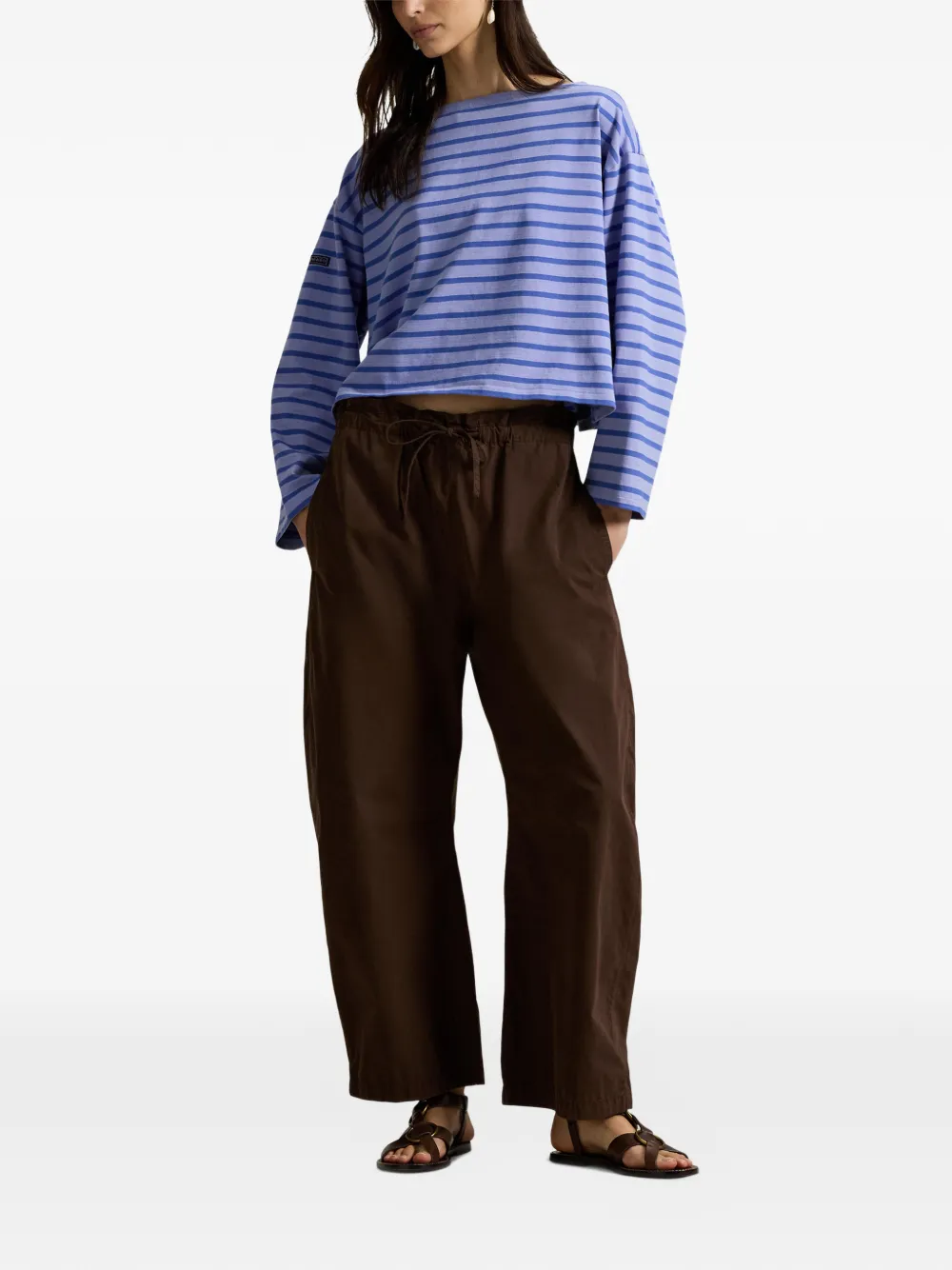 

Полосатая футболка с вырезом-лодочкой Polo Ralph Lauren, синий