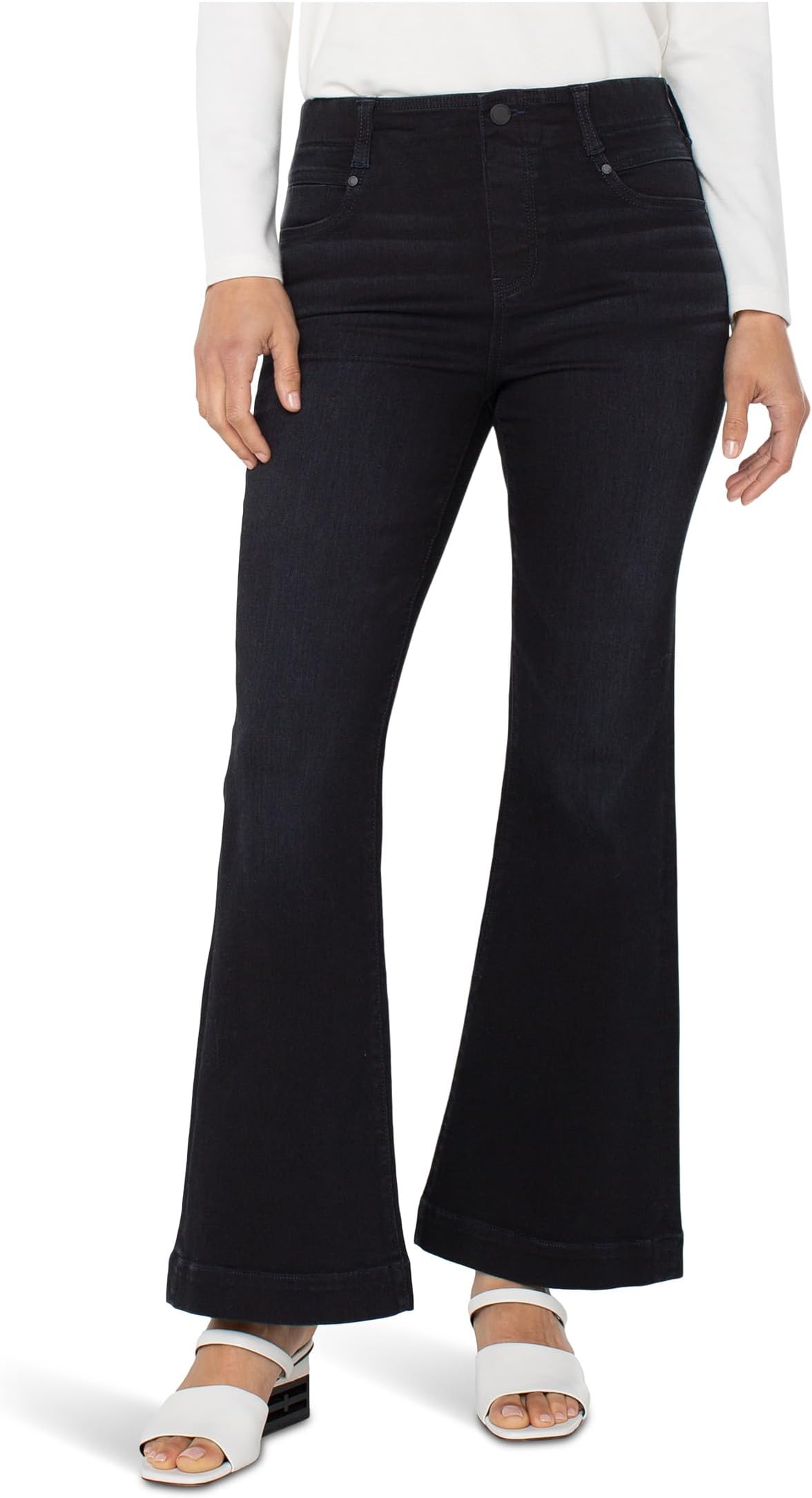 

Джинсы Liverpool Los Angeles Gia Pull-On Mid-Rise Flare Jean With Wide Hem 30'' Inseam, цвет Apollo