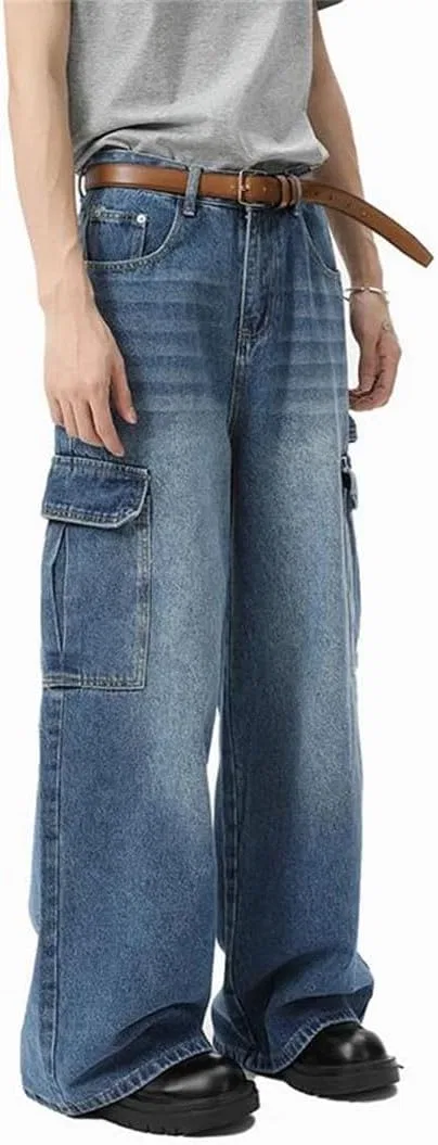 Джинсы Utility Cargo Wide Leg, синие — фото 3