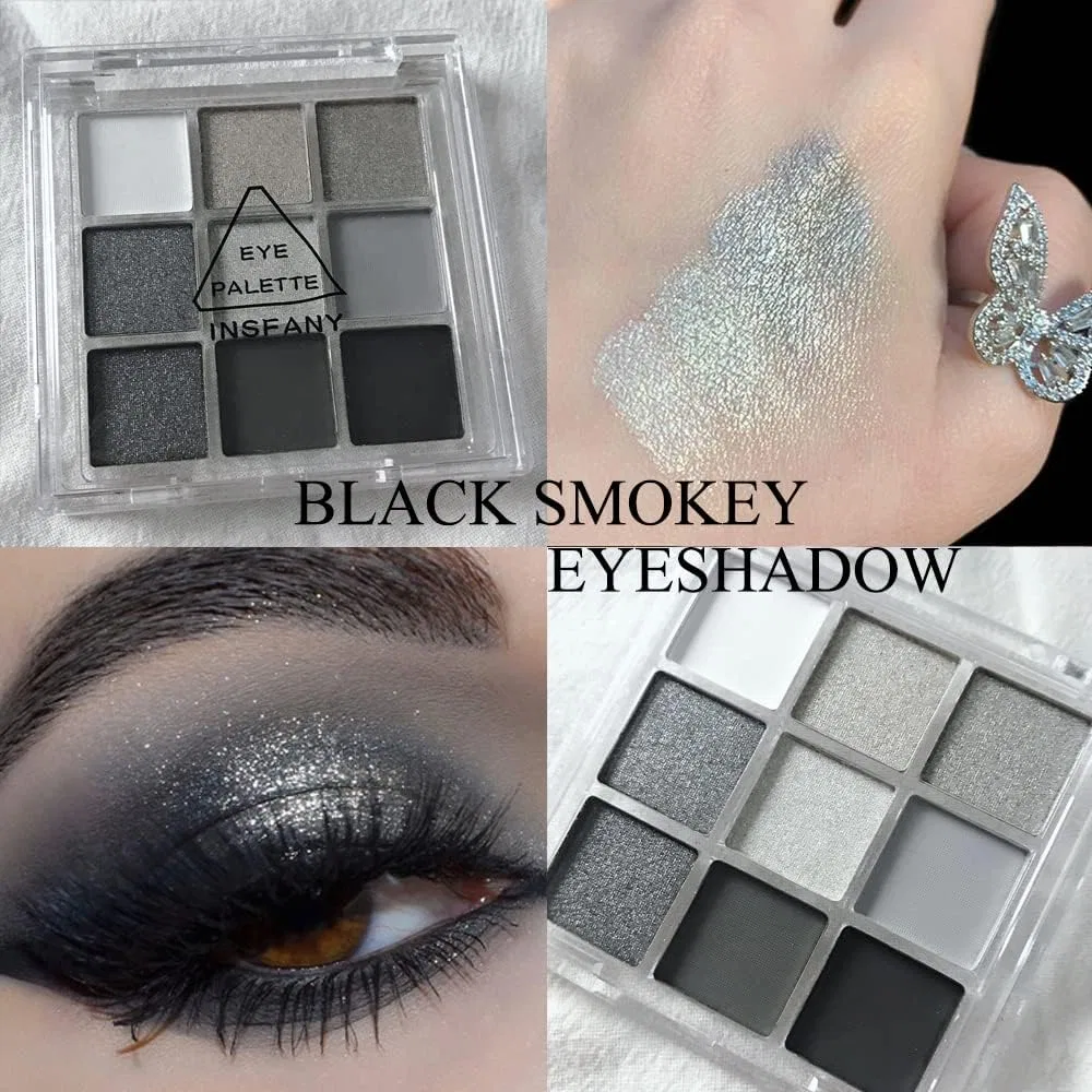 Палетка теней для век Smokey Eyes, 9 цветов, Yeweian, черный — фото 3