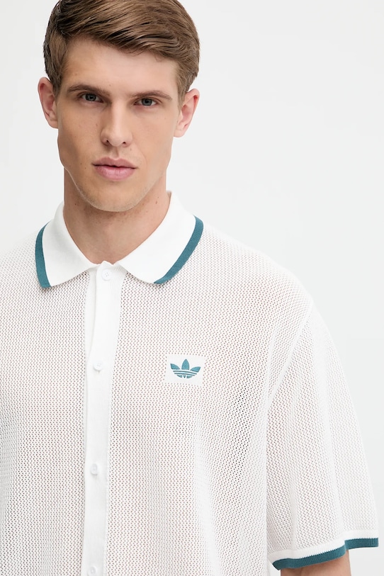 Хлопковая рубашка Knitted Shirt Adidas Originals, белый — фото 4