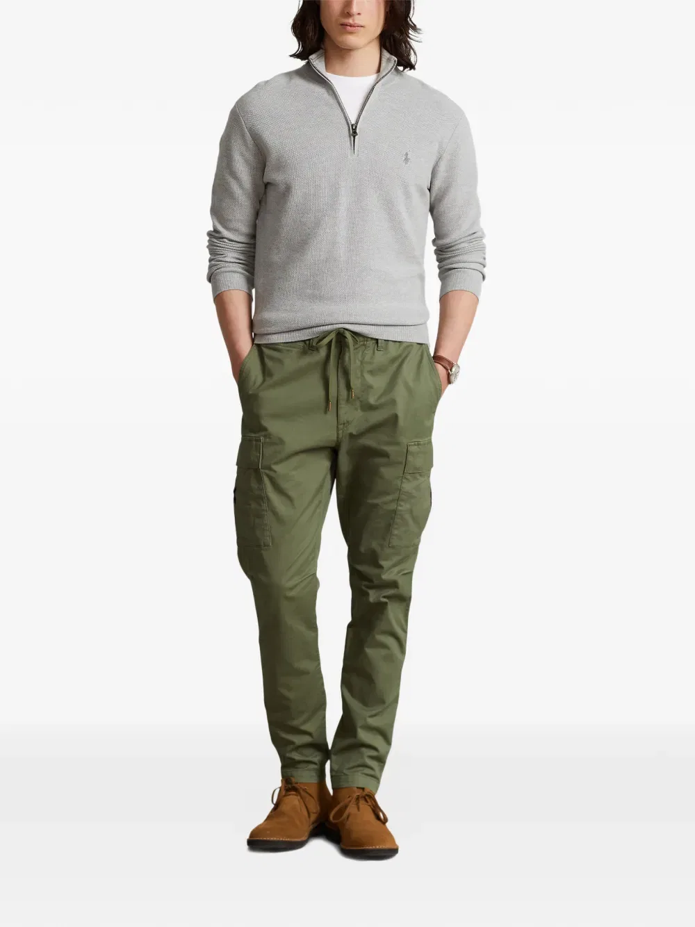 Свитер с длинными рукавами и застежкой-молнией Polo Ralph Lauren, серый — фото 2