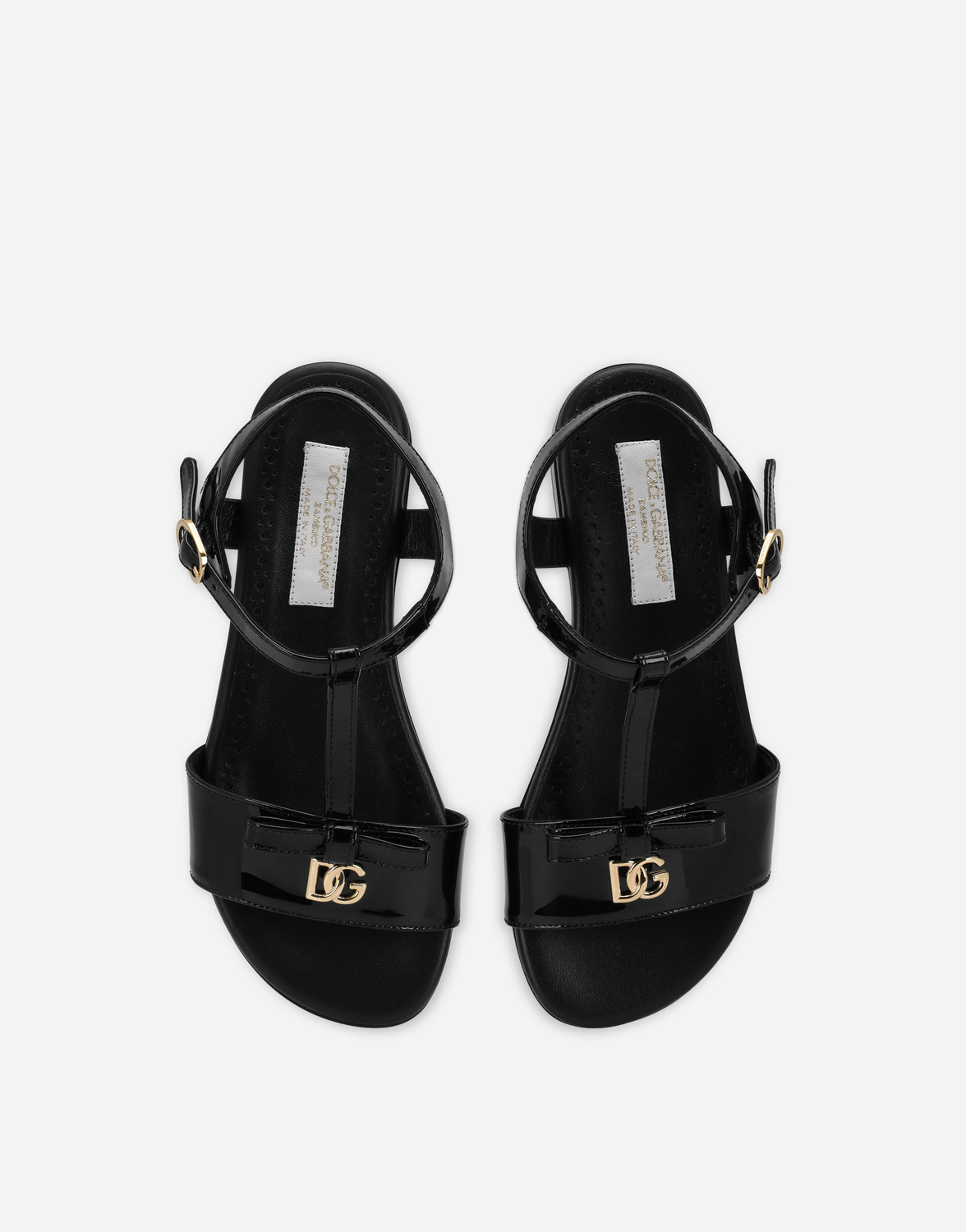 Босоножки из лакированной кожи с металлическим логотипом DG Dolce&Gabbana, черный — фото 4