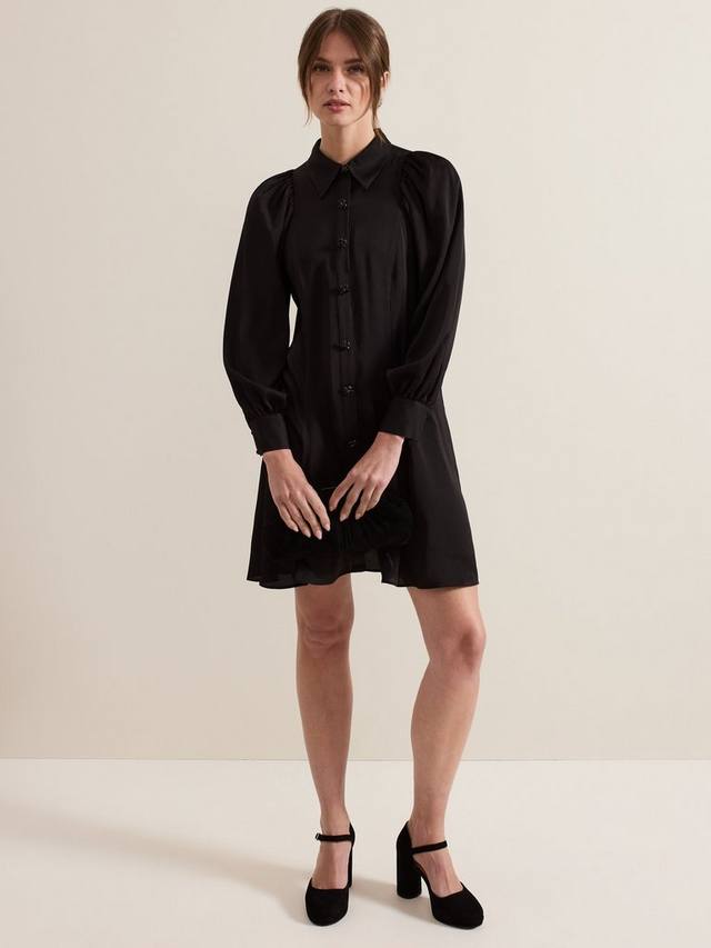 

Миниатюрное атласное платье-рубашка tila Phase Eight, черный