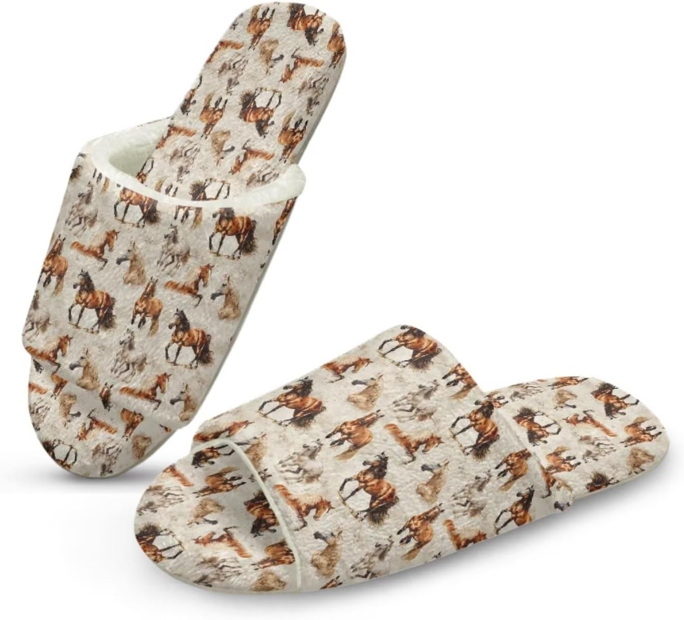 

Домашние тапочки Forchrinse для женщин и мужчин с открытым носком, гостевые тапочки, можно стирать, многоразовые, для спа и отеля, Horse