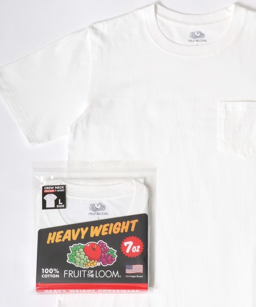 

Футболка с круглым вырезом, карманом и коротким рукавом FRUIT OF THE LOOM, Heavy Weight, белый