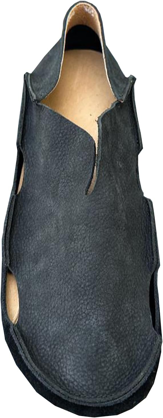 

Мужские дышащие мягкие прогулочные туфли из натуральной кожи, ретро, ручной работы, без застежки, комфортные для вождения Abborora, черный